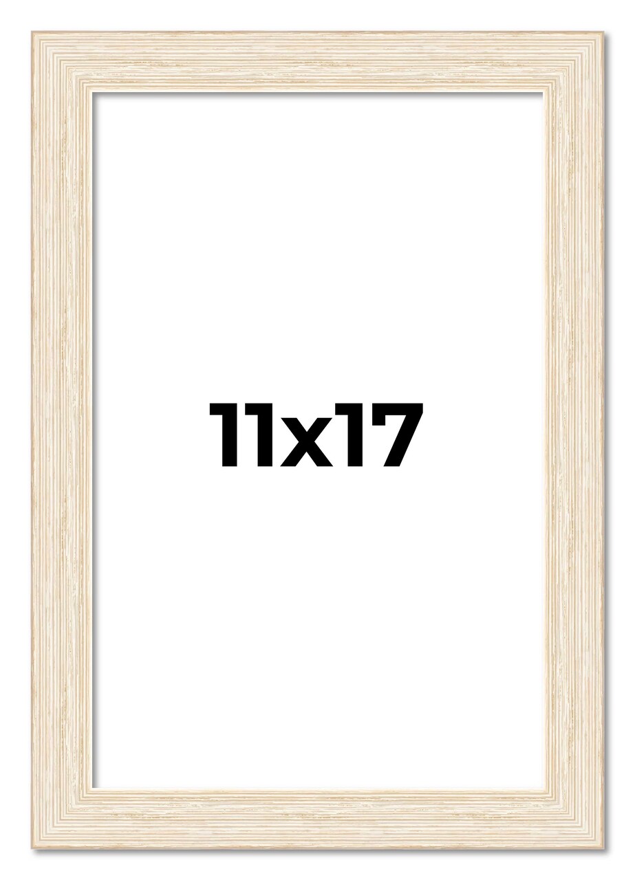 11x17 Wide Barnwood Picture Frame with UV-Resistant Acrylic & Acid Free Backing, Available in 6 Paint Finishes - Grey, Brown, White, and Black